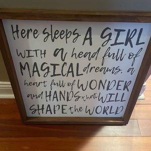 20x20” little girl quote wall hanging